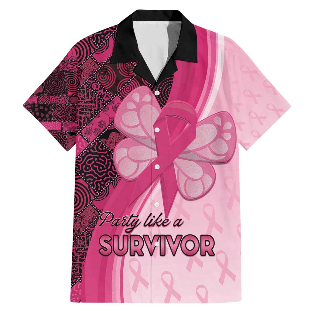 Breast Cancer Awareness Family Matching Mermaid Dress and Hawaiian Shirt Party Like A Survivor - Pink African Pattern - Wonder Print Shop