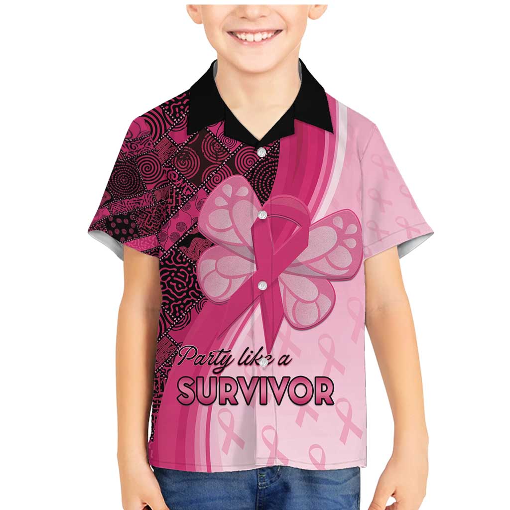 Breast Cancer Awareness Family Matching Mermaid Dress and Hawaiian Shirt Party Like A Survivor - Pink African Pattern - Wonder Print Shop