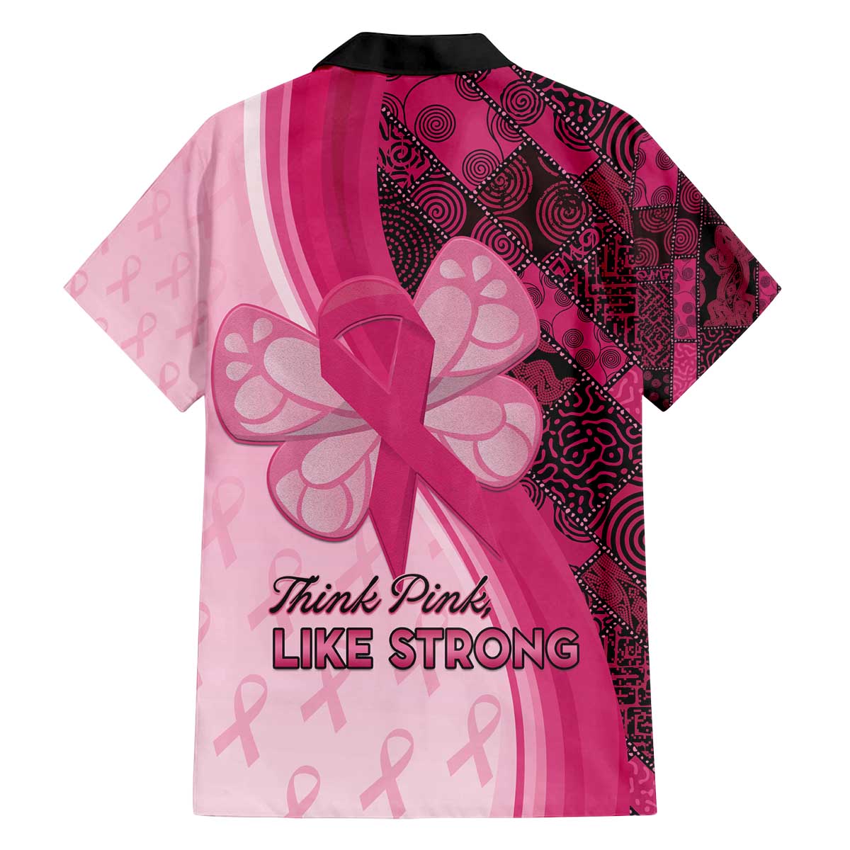 Breast Cancer Awareness Family Matching Off The Shoulder Long Sleeve Dress and Hawaiian Shirt Party Like A Survivor - Pink African Pattern - Wonder Print Shop