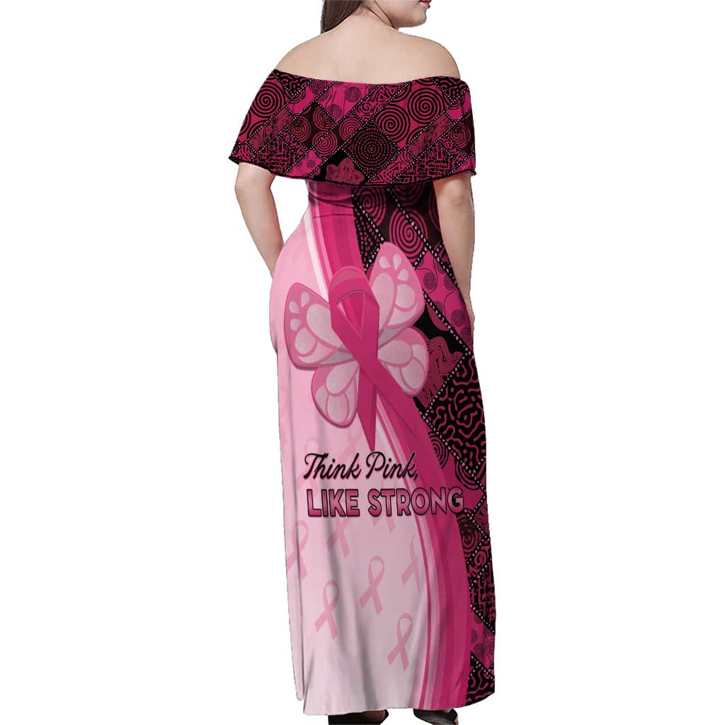 Breast Cancer Awareness Family Matching Off Shoulder Maxi Dress and Hawaiian Shirt Party Like A Survivor - Pink African Pattern - Wonder Print Shop