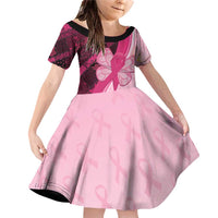 Breast Cancer Awareness Family Matching Off Shoulder Short Dress and Hawaiian Shirt Party Like A Survivor - Pink African Pattern - Wonder Print Shop