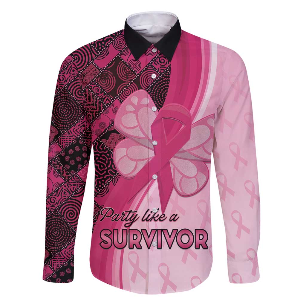 Breast Cancer Awareness Family Matching Puletasi and Hawaiian Shirt Party Like A Survivor - Pink African Pattern - Wonder Print Shop