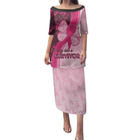 Breast Cancer Awareness Family Matching Puletasi and Hawaiian Shirt Party Like A Survivor - Pink African Pattern - Wonder Print Shop