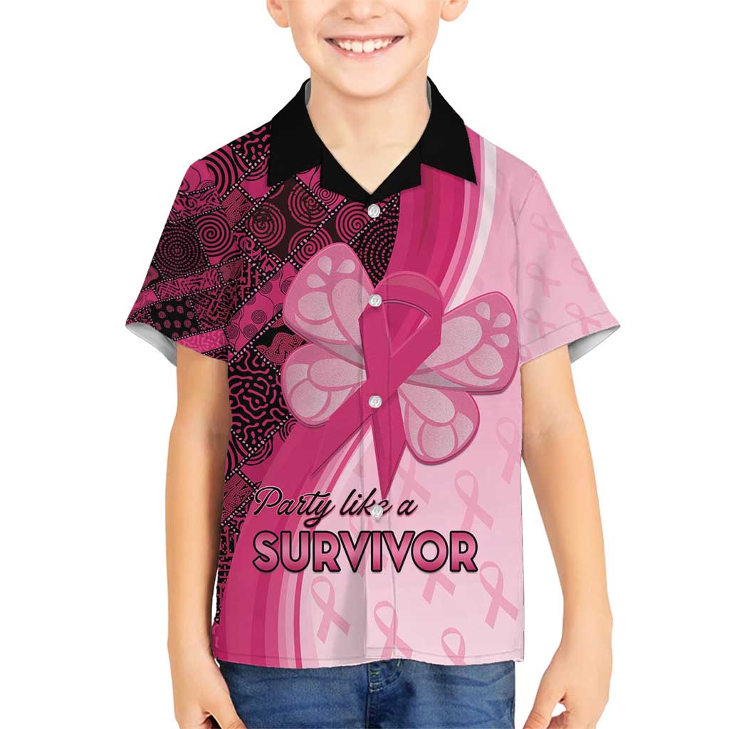 Breast Cancer Awareness Family Matching Tank Maxi Dress and Hawaiian Shirt Party Like A Survivor - Pink African Pattern - Wonder Print Shop