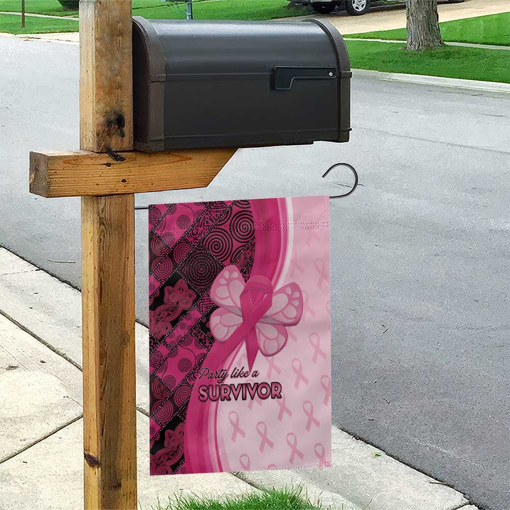 Breast Cancer Awareness Garden Flag Party Like A Survivor - Pink African Pattern - Wonder Print Shop