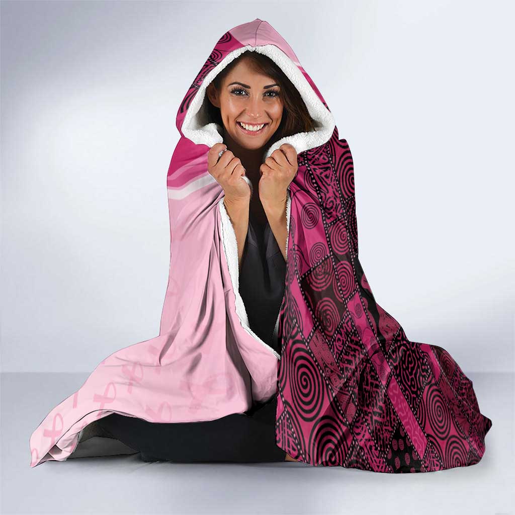 Breast Cancer Awareness Hooded Blanket Party Like A Survivor - Pink African Pattern - Wonder Print Shop