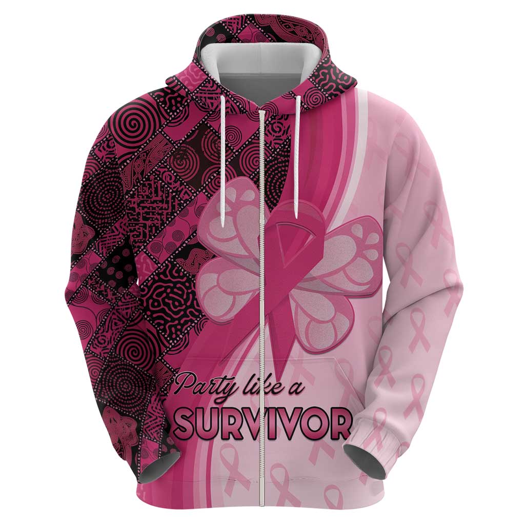 Breast Cancer Awareness Hoodie Party Like A Survivor - Pink African Pattern - Wonder Print Shop