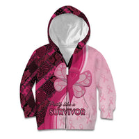 Breast Cancer Awareness Kid Hoodie Party Like A Survivor - Pink African Pattern - Wonder Print Shop