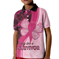 Breast Cancer Awareness Kid Polo Shirt Party Like A Survivor - Pink African Pattern - Wonder Print Shop