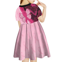 Breast Cancer Awareness Kid Short Sleeve Dress Party Like A Survivor - Pink African Pattern - Wonder Print Shop