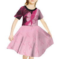 Breast Cancer Awareness Kid Short Sleeve Dress Party Like A Survivor - Pink African Pattern - Wonder Print Shop