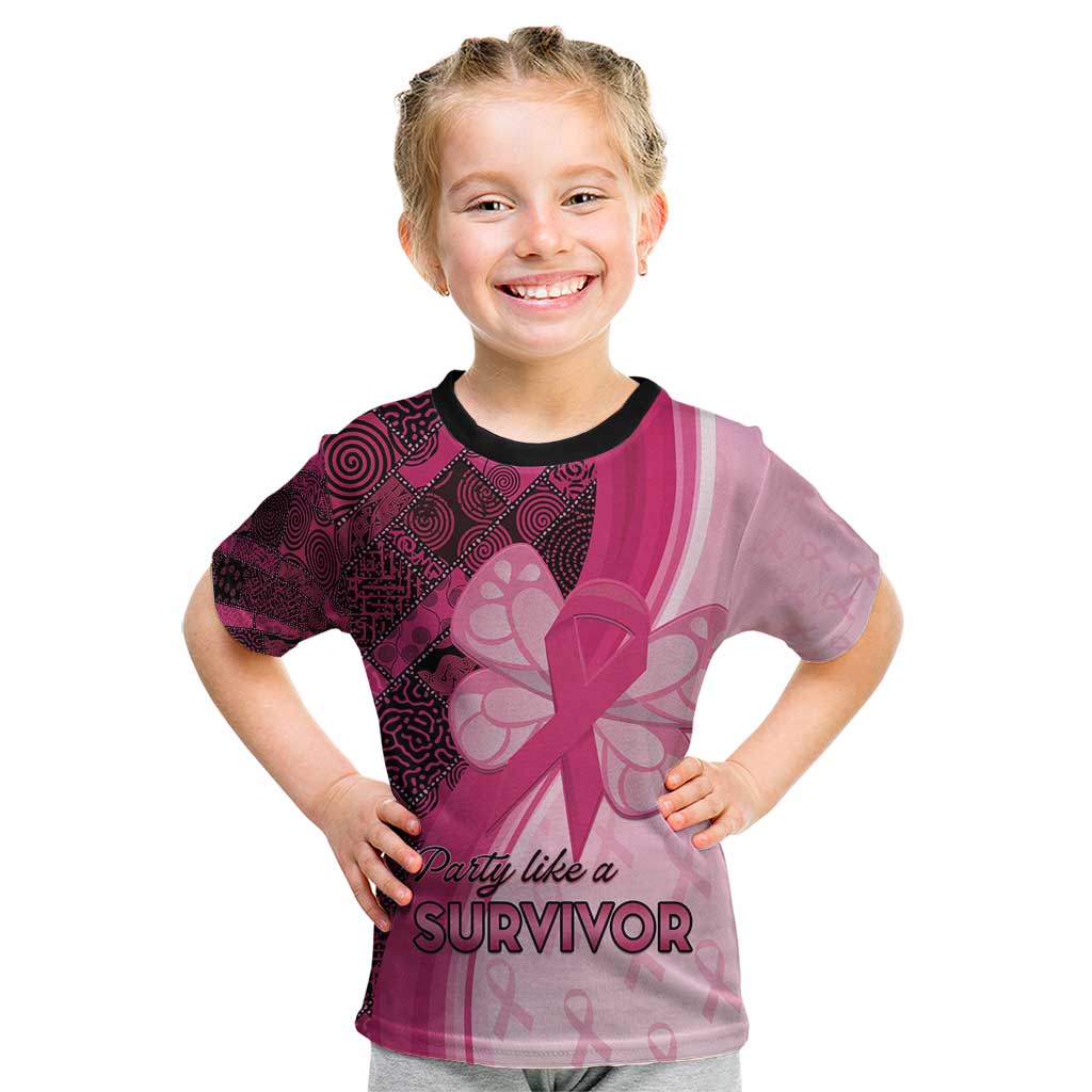 Breast Cancer Awareness Kid T Shirt Party Like A Survivor - Pink African Pattern - Wonder Print Shop