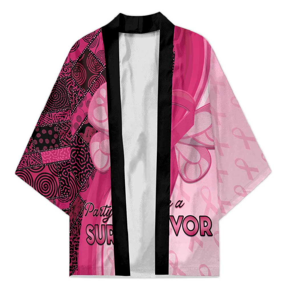 Breast Cancer Awareness Kimono Party Like A Survivor - Pink African Pattern - Wonder Print Shop