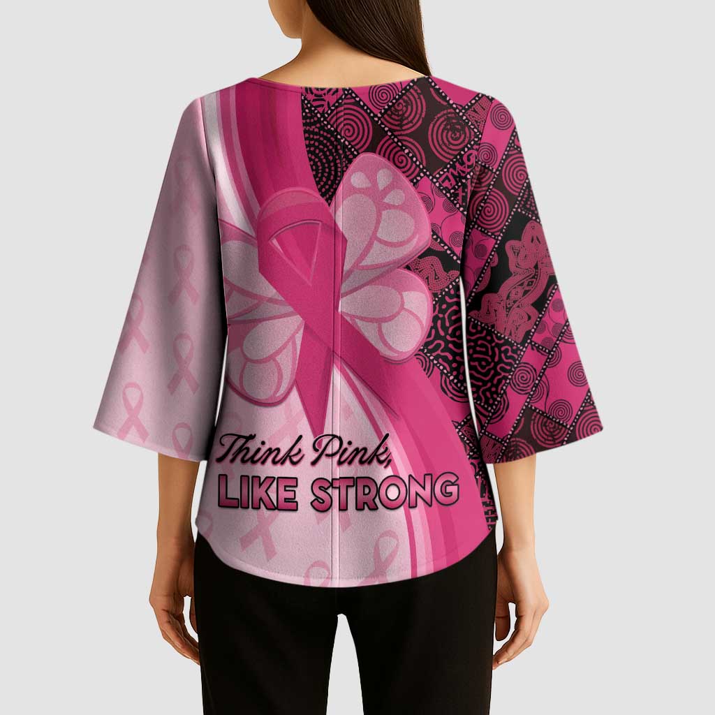 Breast Cancer Awareness Kimono Sleeve Blouse Party Like A Survivor - Pink African Pattern - Wonder Print Shop