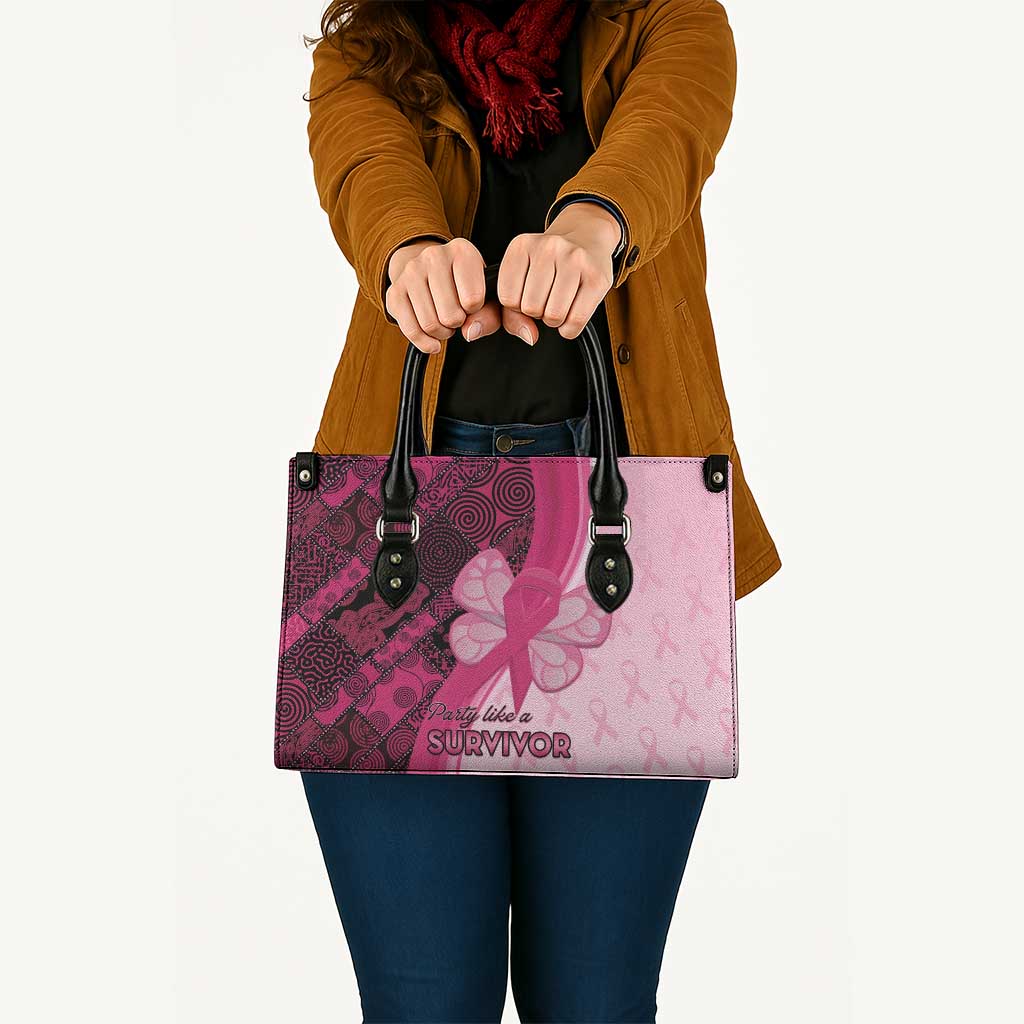 Breast Cancer Awareness Leather Bag Party Like A Survivor - Pink African Pattern - Wonder Print Shop