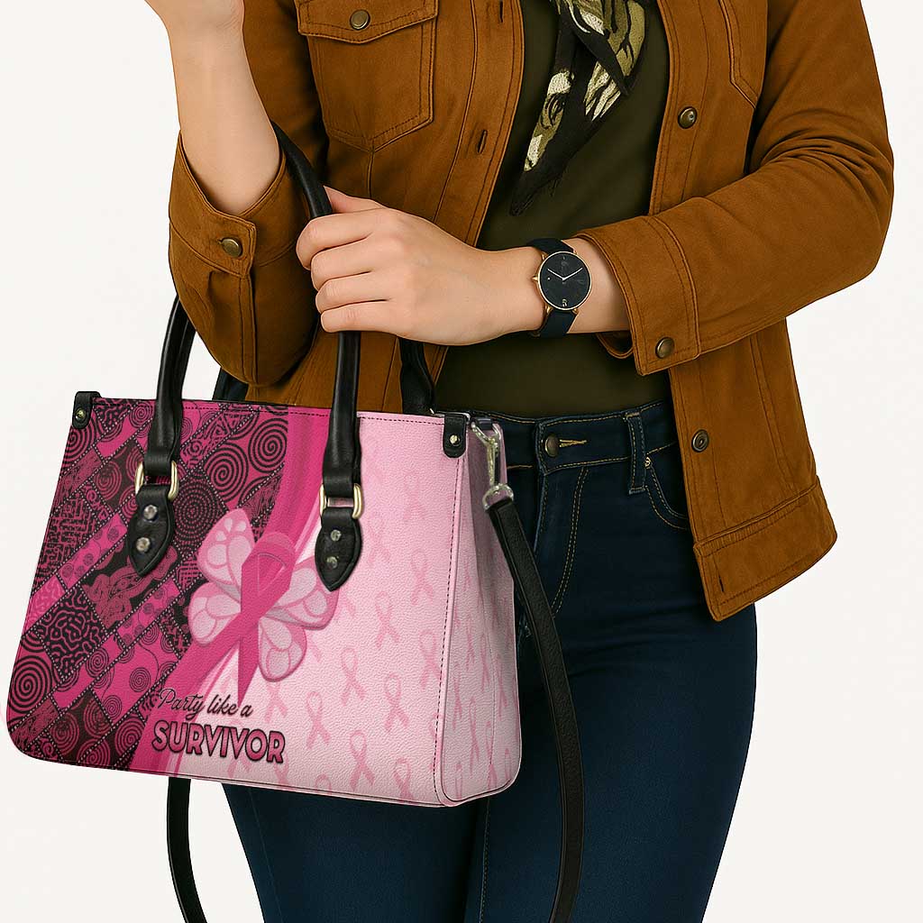 Breast Cancer Awareness Leather Bag Party Like A Survivor - Pink African Pattern - Wonder Print Shop