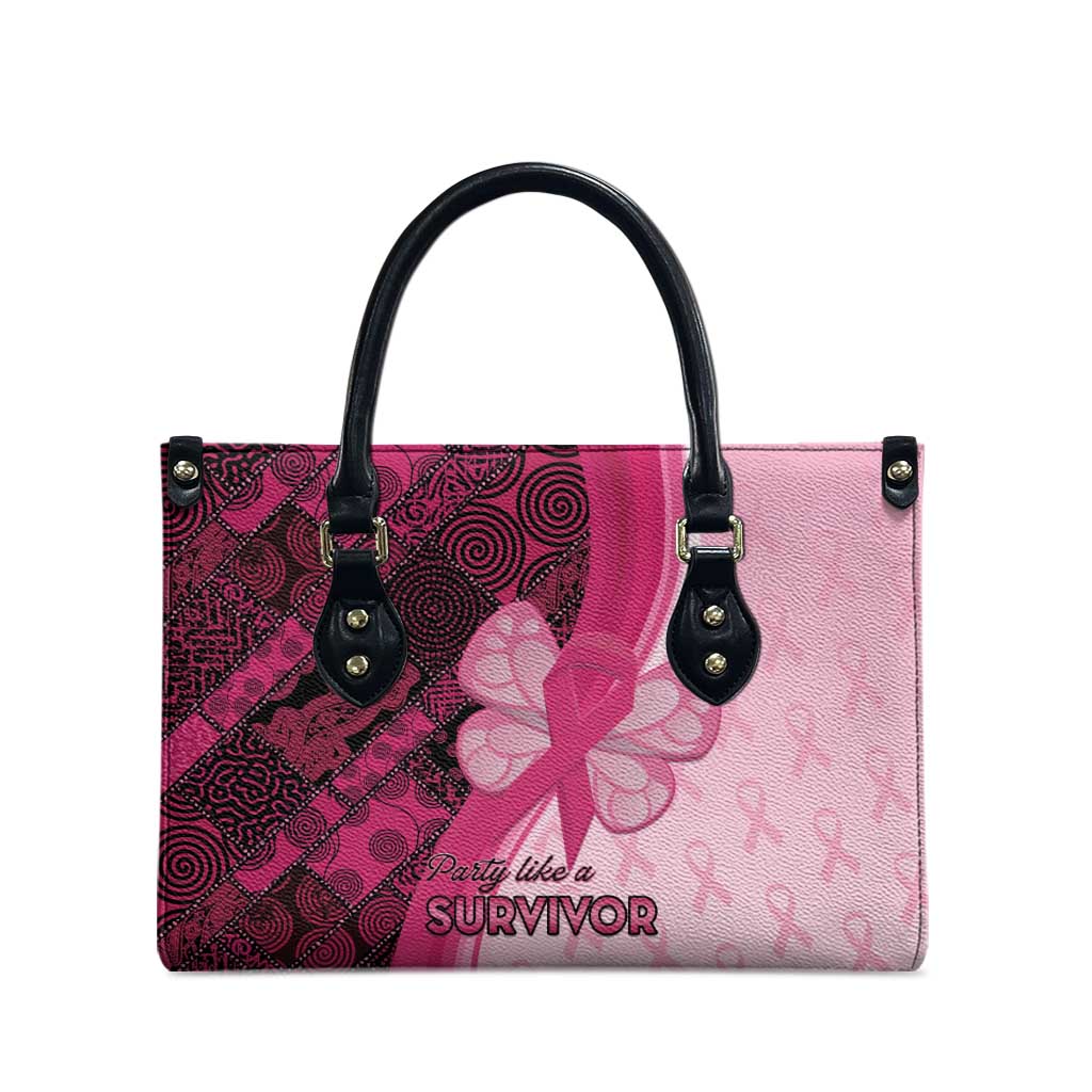 Breast Cancer Awareness Leather Bag Party Like A Survivor - Pink African Pattern - Wonder Print Shop