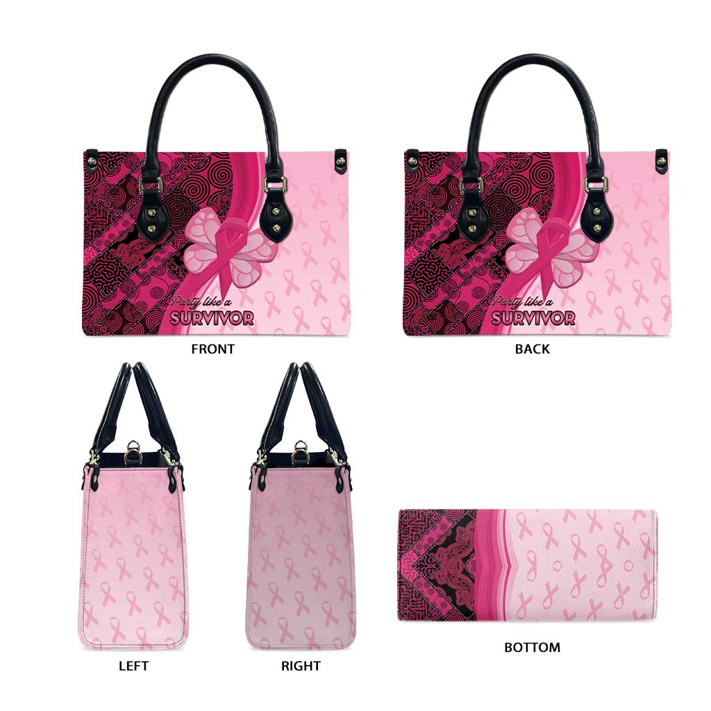Breast Cancer Awareness Leather Bag Party Like A Survivor - Pink African Pattern - Wonder Print Shop