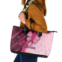 Breast Cancer Awareness Leather Tote Bag Party Like A Survivor - Pink African Pattern - Wonder Print Shop