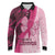 Breast Cancer Awareness Long Sleeve Polo Shirt Party Like A Survivor - Pink African Pattern - Wonder Print Shop