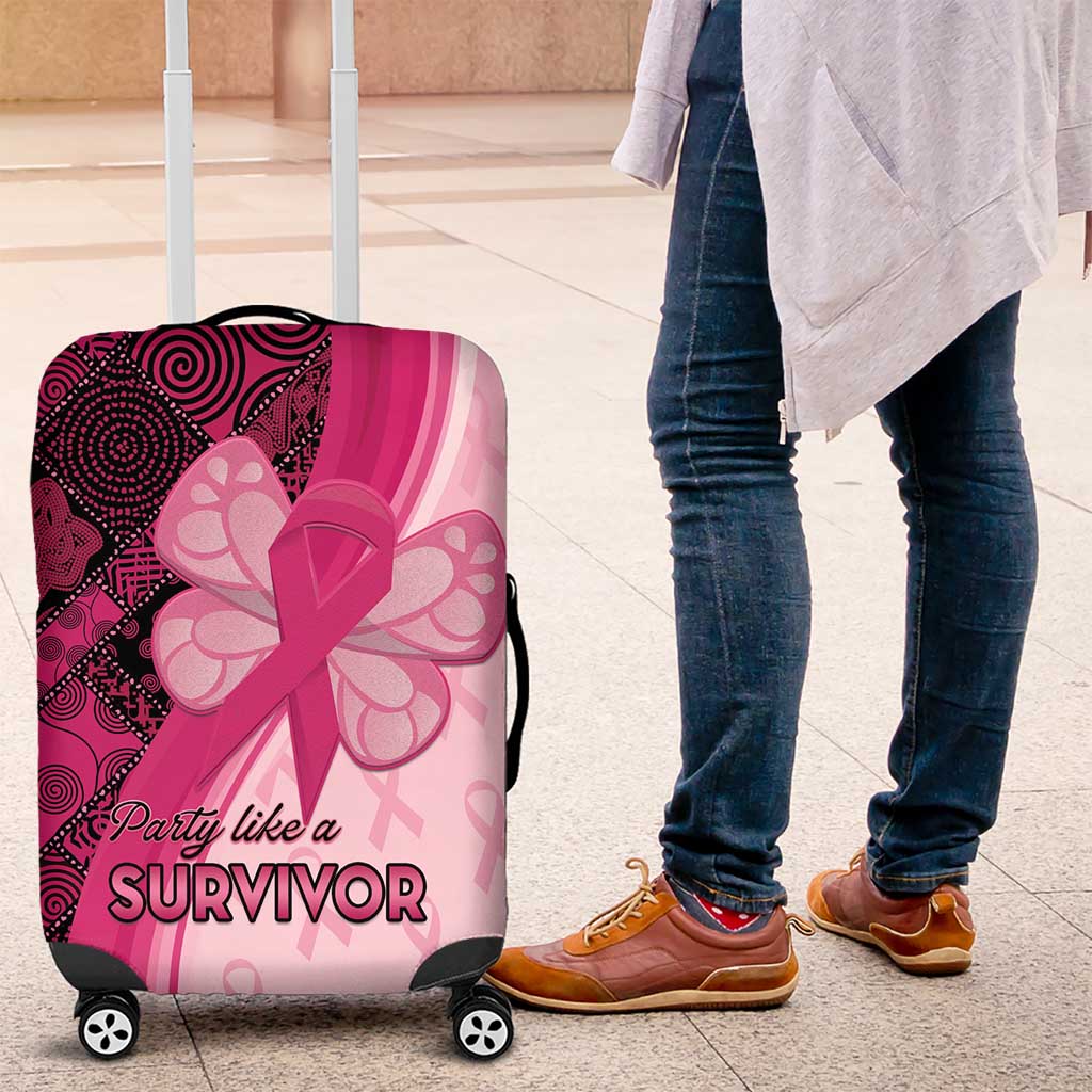 Breast Cancer Awareness Luggage Cover Party Like A Survivor - Pink African Pattern - Wonder Print Shop