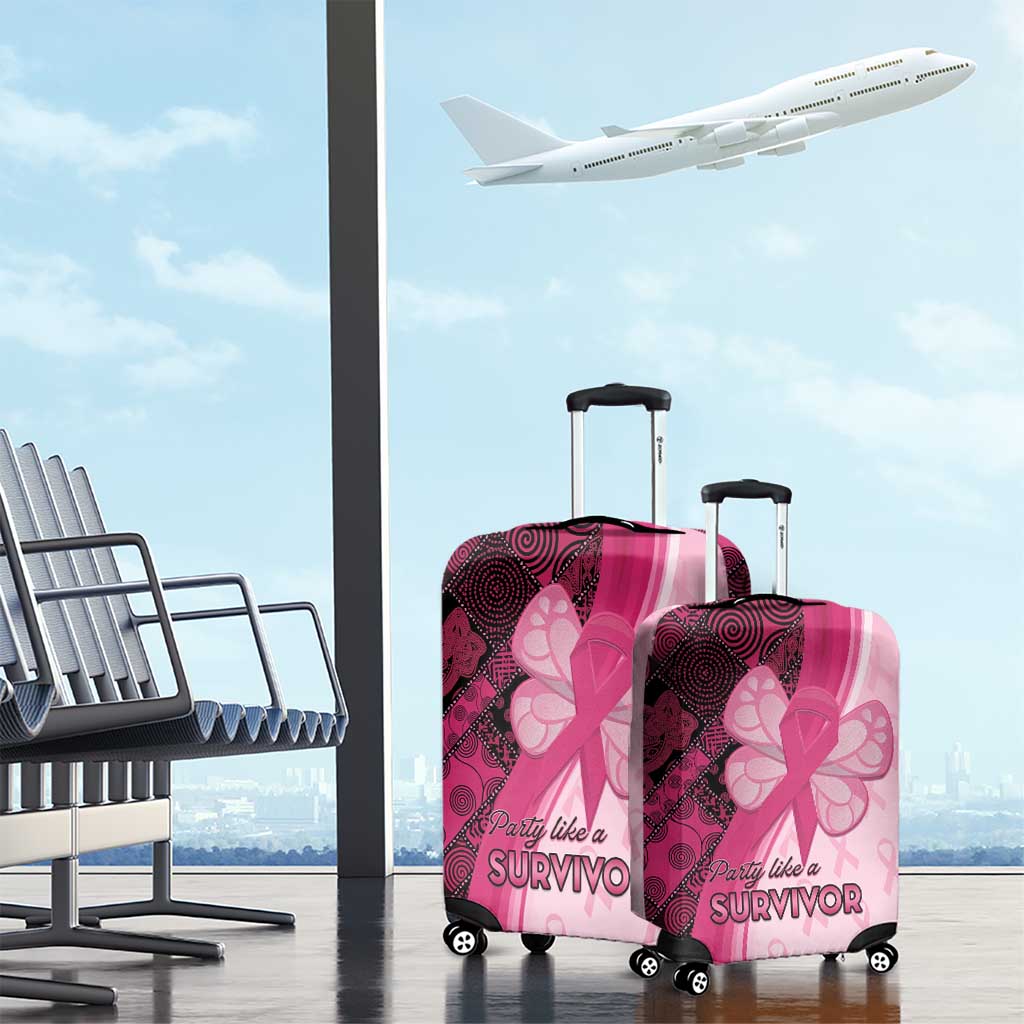 Breast Cancer Awareness Luggage Cover Party Like A Survivor - Pink African Pattern - Wonder Print Shop