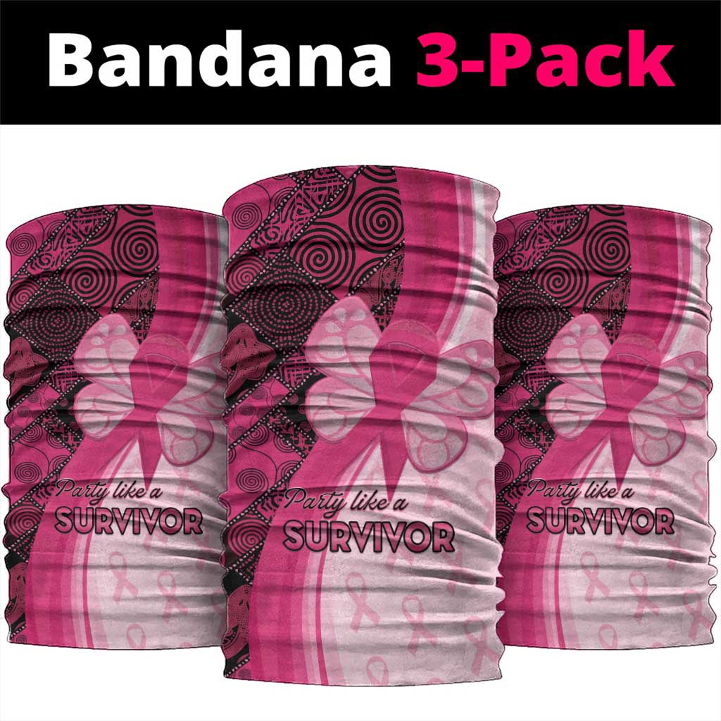 Breast Cancer Awareness Neck Gaiter Party Like A Survivor - Pink African Pattern - Wonder Print Shop
