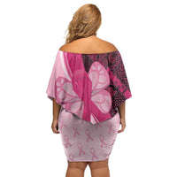Breast Cancer Awareness Off Shoulder Short Dress Party Like A Survivor - Pink African Pattern - Wonder Print Shop