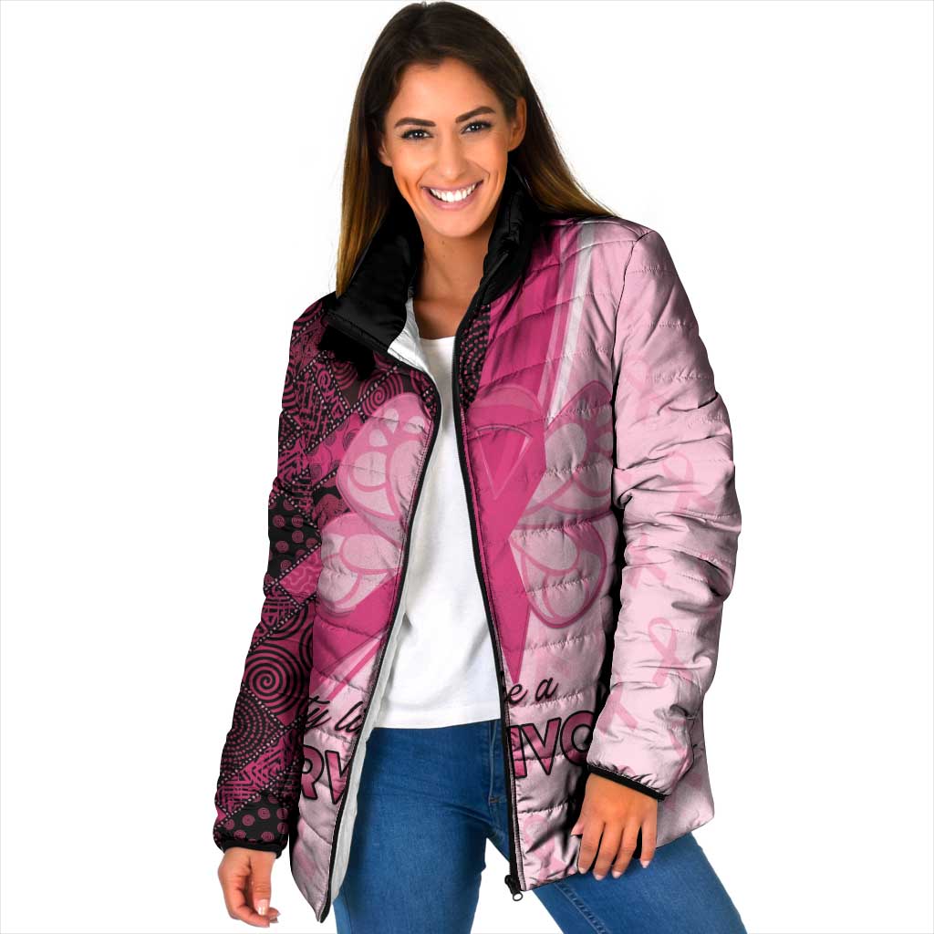 Breast Cancer Awareness Padded Jacket Party Like A Survivor - Pink African Pattern - Wonder Print Shop