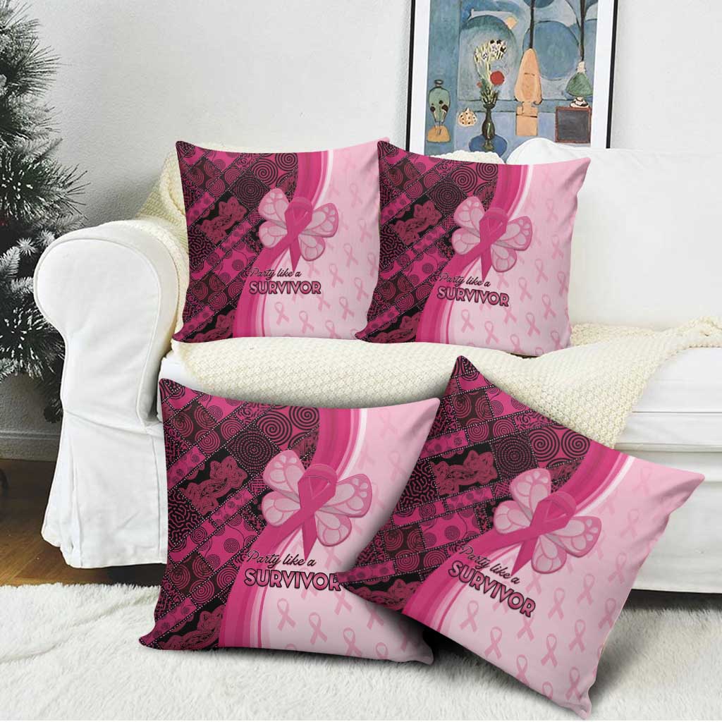 Breast Cancer Awareness Pillow Cover Party Like A Survivor - Pink African Pattern - Wonder Print Shop