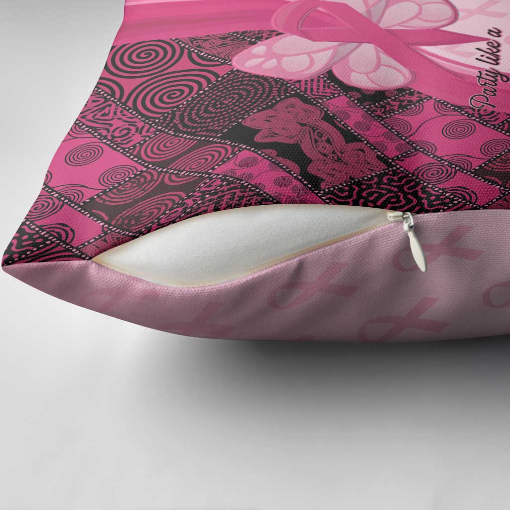 Breast Cancer Awareness Pillow Cover Party Like A Survivor - Pink African Pattern - Wonder Print Shop