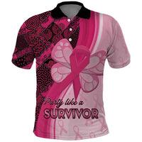 Breast Cancer Awareness Polo Shirt Party Like A Survivor - Pink African Pattern - Wonder Print Shop