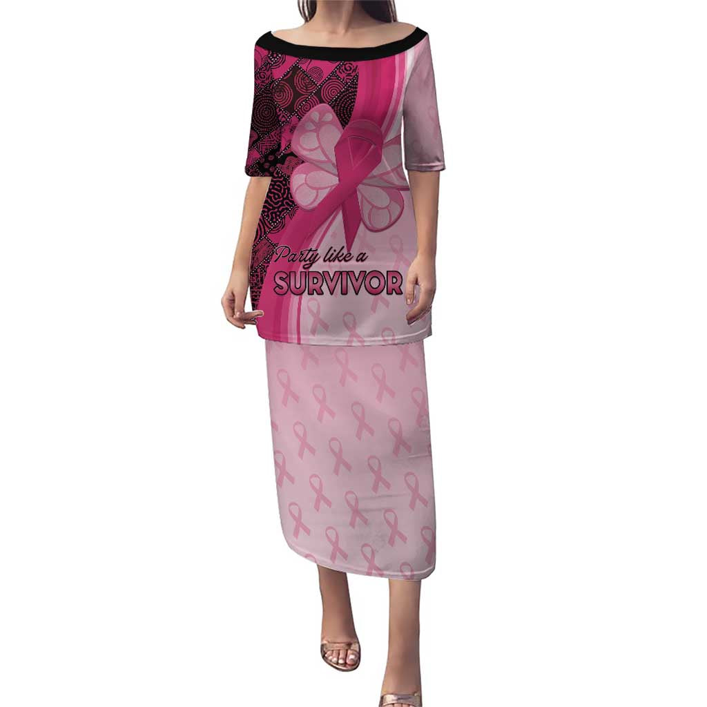 Breast Cancer Awareness Puletasi Party Like A Survivor - Pink African Pattern - Wonder Print Shop
