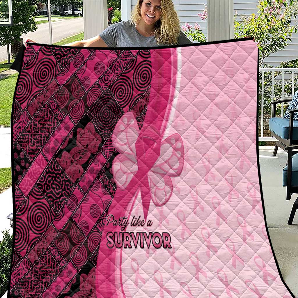 Breast Cancer Awareness Quilt Party Like A Survivor - Pink African Pattern - Wonder Print Shop
