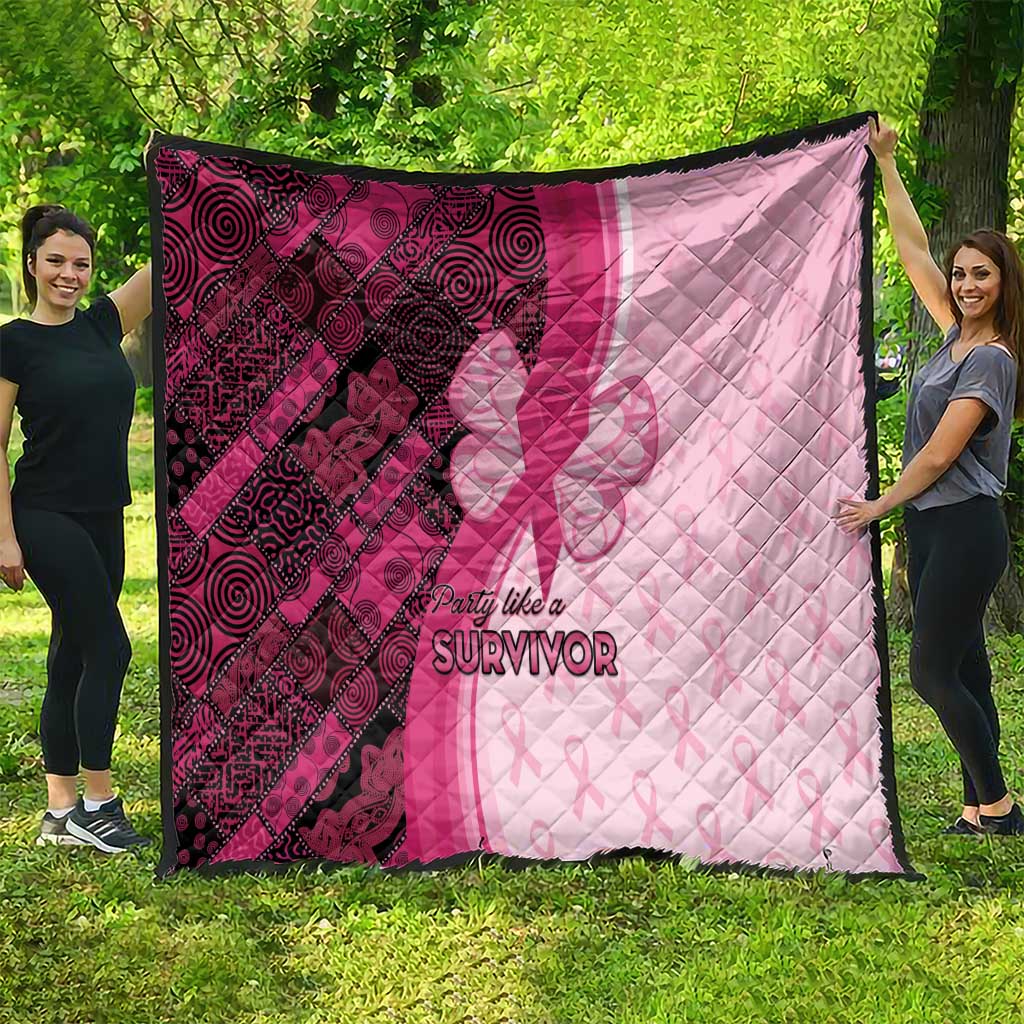 Breast Cancer Awareness Quilt Party Like A Survivor - Pink African Pattern - Wonder Print Shop