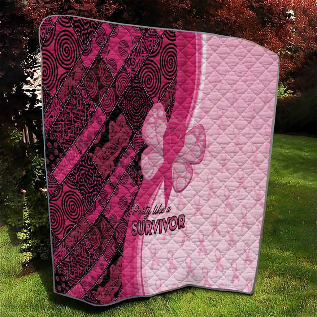 Breast Cancer Awareness Quilt Party Like A Survivor - Pink African Pattern - Wonder Print Shop