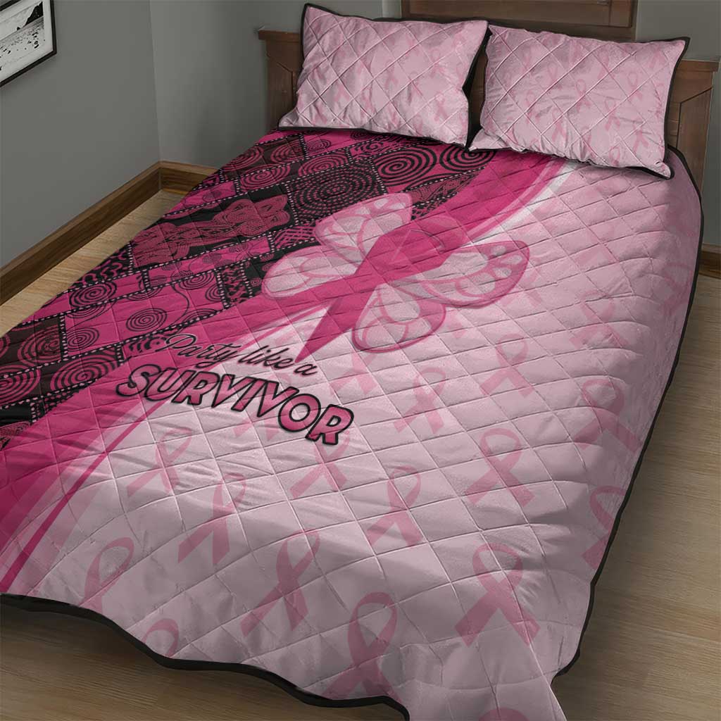 Breast Cancer Awareness Quilt Bed Set Party Like A Survivor - Pink African Pattern - Wonder Print Shop