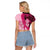 Breast Cancer Awareness Raglan Cropped T Shirt Party Like A Survivor - Pink African Pattern - Wonder Print Shop
