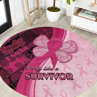 Breast Cancer Awareness Round Carpet Party Like A Survivor - Pink African Pattern - Wonder Print Shop