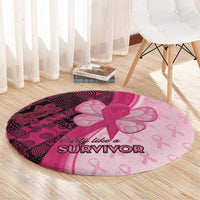 Breast Cancer Awareness Round Carpet Party Like A Survivor - Pink African Pattern - Wonder Print Shop
