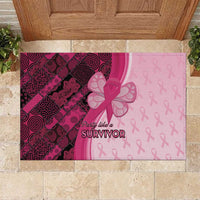 Breast Cancer Awareness Rubber Doormat Party Like A Survivor - Pink African Pattern - Wonder Print Shop