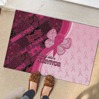 Breast Cancer Awareness Rubber Doormat Party Like A Survivor - Pink African Pattern - Wonder Print Shop