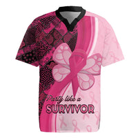 Breast Cancer Awareness Rugby Jersey Party Like A Survivor - Pink African Pattern - Wonder Print Shop