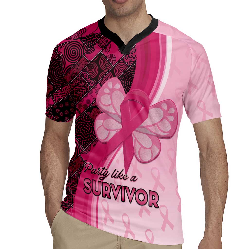 Breast Cancer Awareness Rugby Jersey Party Like A Survivor - Pink African Pattern - Wonder Print Shop