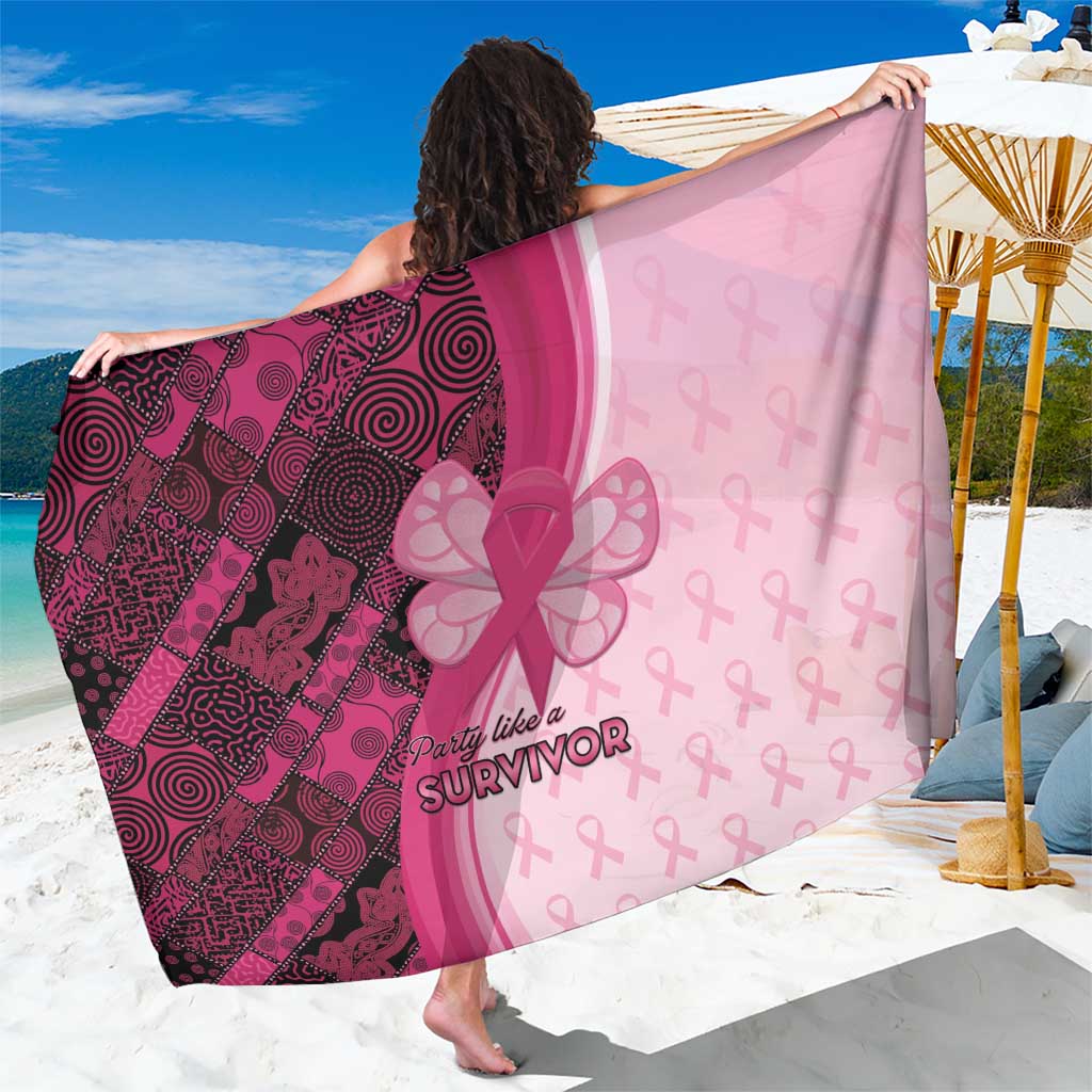 Breast Cancer Awareness Sarong Party Like A Survivor - Pink African Pattern - Wonder Print Shop