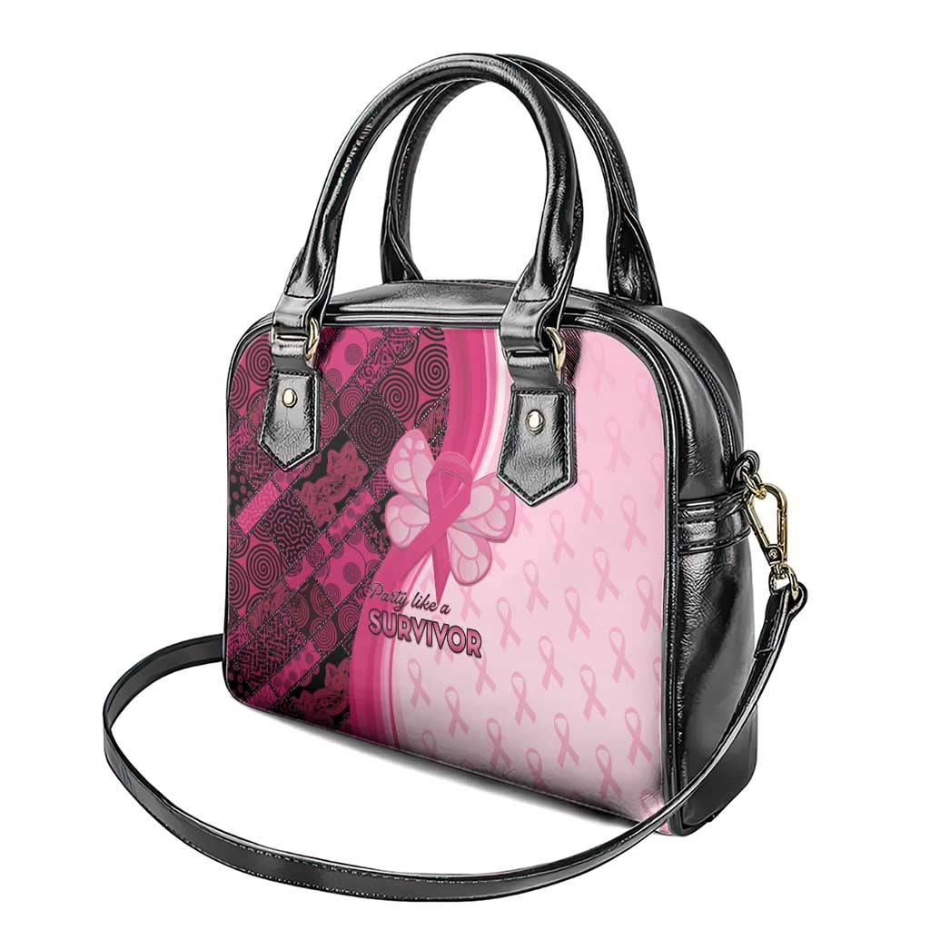 Breast Cancer Awareness Shoulder Handbag Party Like A Survivor - Pink African Pattern - Wonder Print Shop