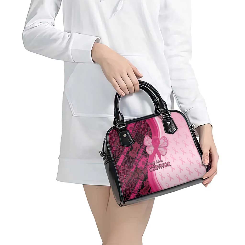 Breast Cancer Awareness Shoulder Handbag Party Like A Survivor - Pink African Pattern - Wonder Print Shop