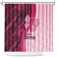 Breast Cancer Awareness Shower Curtain Party Like A Survivor - Pink African Pattern - Wonder Print Shop