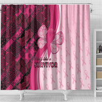 Breast Cancer Awareness Shower Curtain Party Like A Survivor - Pink African Pattern - Wonder Print Shop