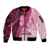 Breast Cancer Awareness Sleeve Zip Bomber Jacket Party Like A Survivor - Pink African Pattern - Wonder Print Shop
